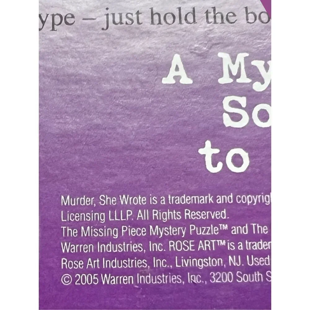 2005 Murder She Wrote: The Art of Murder Mystery Puzzle 750PC Complete W/Booklet